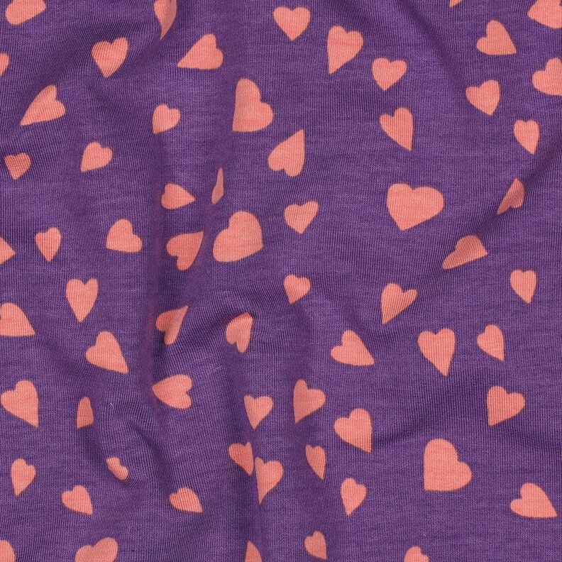 Letní teplákovina Srdíčka | Poppy Fabrics – světle fialova/starorůžová,  image number 2