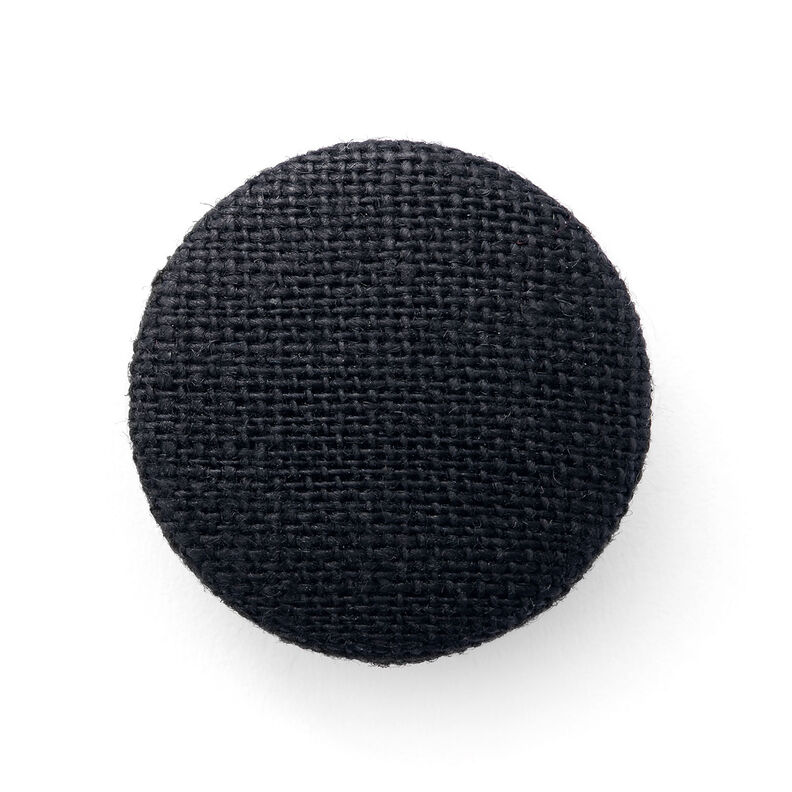 Potažený knoflík, Len Medium – černá,  image number 1