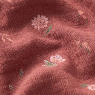 Mušelín / dvojitá mačkaná tkanina jemné květiny | by Poppy – burgundská červená, 