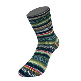 LANDLUST Sockenwolle „Bunte Bänder“, 100g | Lana Grossa – šedá/korálová, 