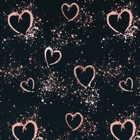 Bavlněný žerzej Zlatá skvrnitá srdíčka | Glitzerpüppi – černomodrá/tmavě starorůžová, 