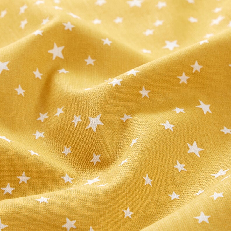 Bavlněný popelín Nepravidelné hvězdy – hořčicove žlutá,  image number 2