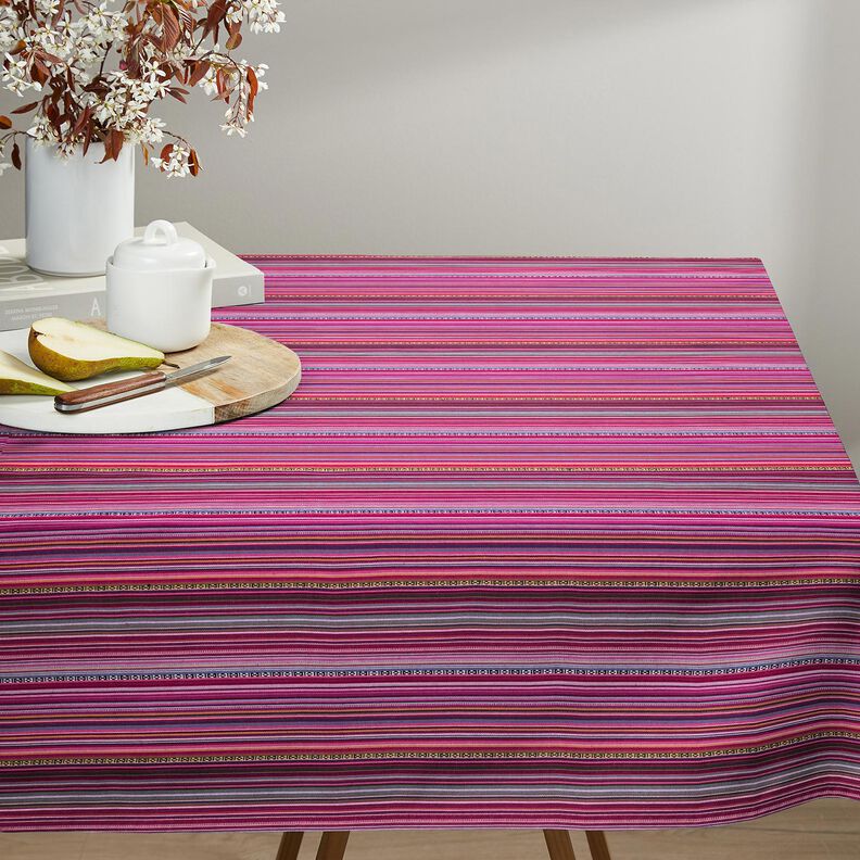 Dekorační látka Žakár jemné proužky – purpurová/lesní plody, image number 5