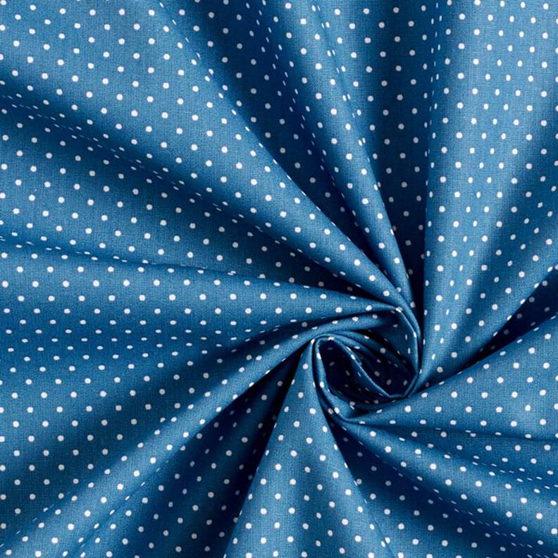 Bavlněný popelín Malé puntíky – džínově modrá/bílá,  image number 5