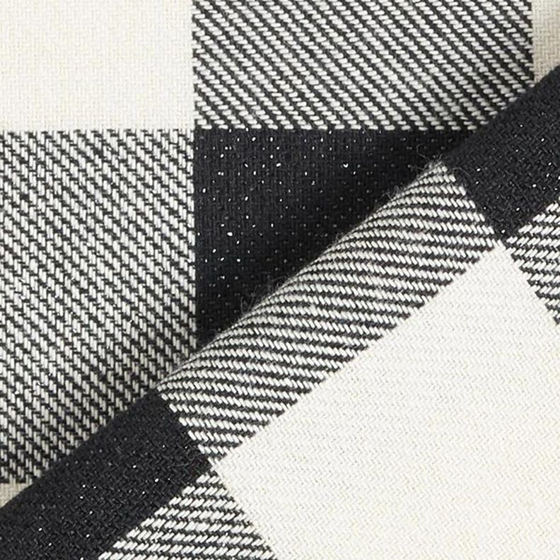 Bavlněná tkanina Lurexová kostka – černá/bílá,  image number 5