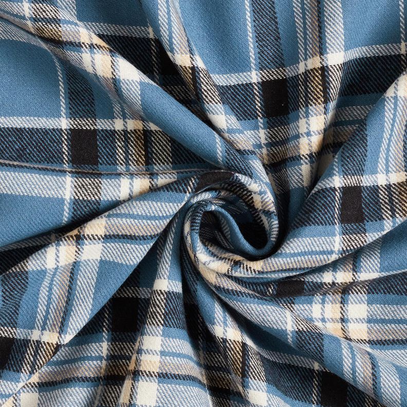 Bavlněný flanel Kostka – džínově modrá/černá, image number 3