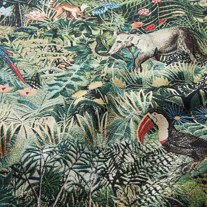 Dekorační látka Gobelín Džungle – černá/tmavě zelená,  image number 2