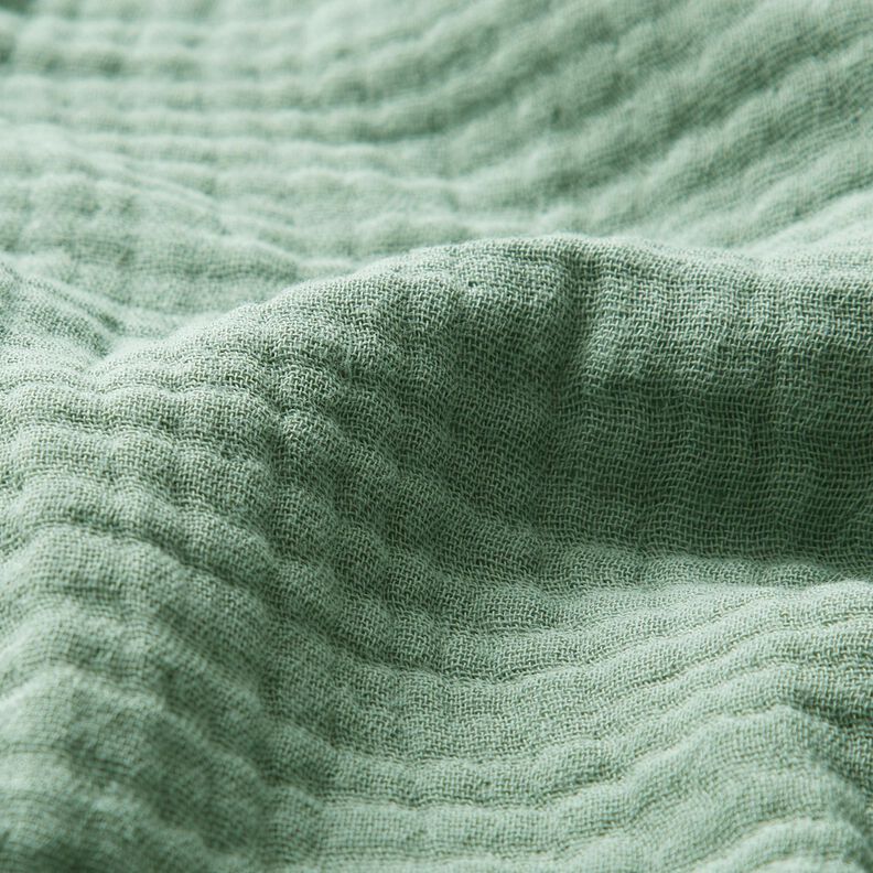 GOTS Třívrstvý bavlněný mušelín – rákosove zelená,  image number 3