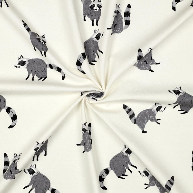 Bavlněný žerzej Mývalové digitální potisk | Poppy Fabrics – vlněná bílá,  image number 3