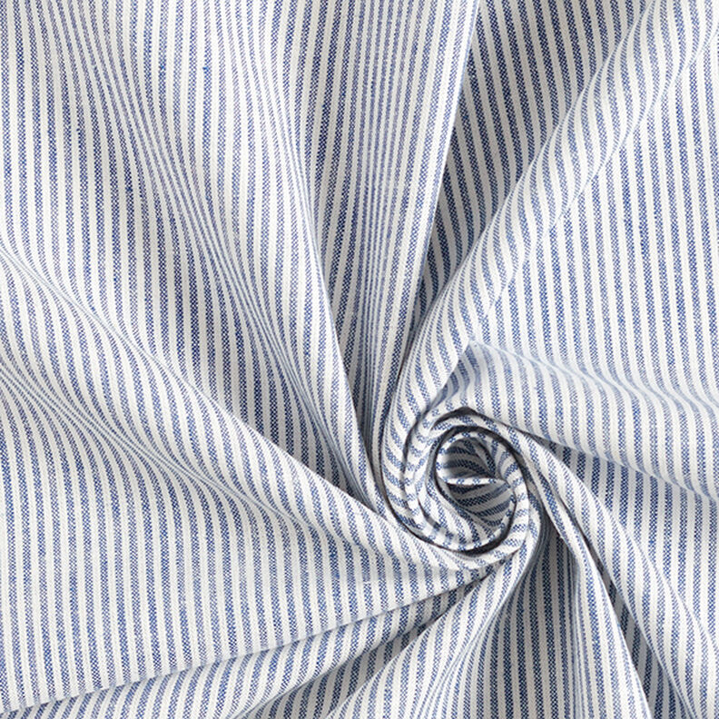 Směs lnu a bavlny proužek úzký – džínově modrá/vlněná bílá,  image number 3