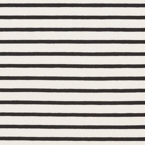 Bavlněný žerzej Široké a úzké pruhy – kremová/černá, 