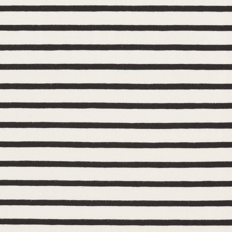 Bavlněný žerzej Široké a úzké pruhy – kremová/černá,  image number 1