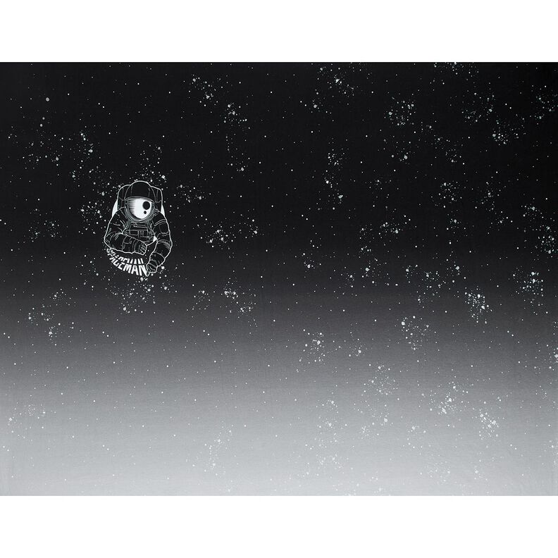 Francouzské froté Panel Spaceman | Glitzerpüppi – černá/bílá, image number 5