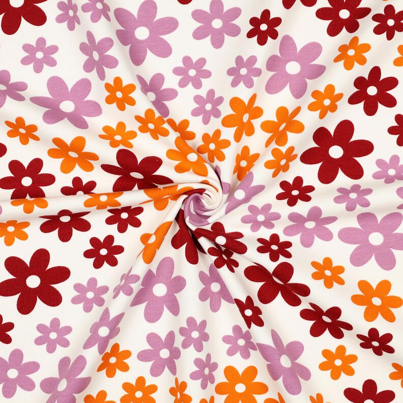 Hebká teplákovina Barevné květiny | Poppy Fabrics – vlněná bílá,  image number 3