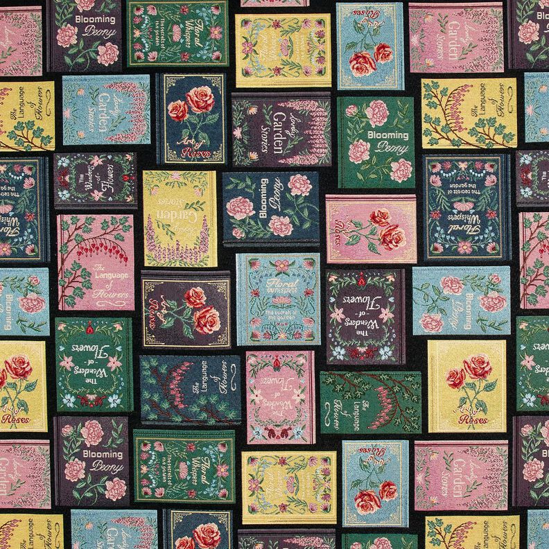 Dekorační látka Gobelín Obal knihy – černá/merlot,  image number 1