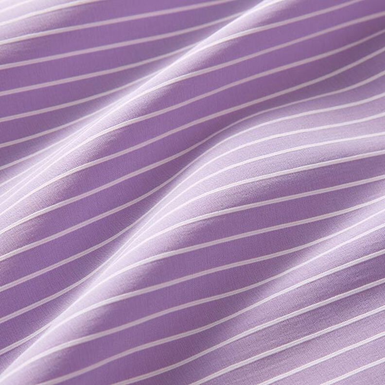 Strečová látka s příčnými proužky, elastická v podélném směru – pastelově fialová,  image number 2