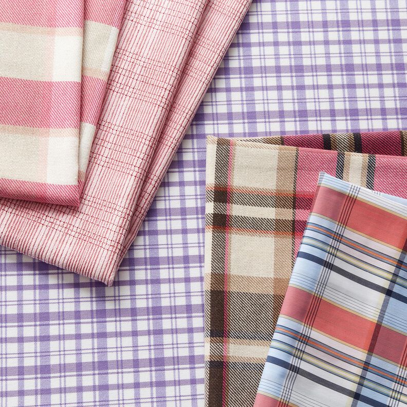 Bavlněná směs tartan s lesklými proužky – korálová, image number 6