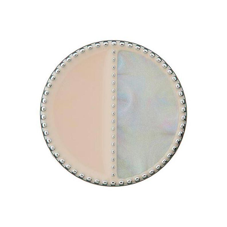 Kovový polyesterový knoflík s očkem [ Ø23 mm ] – šedá/béžová,  image number 1