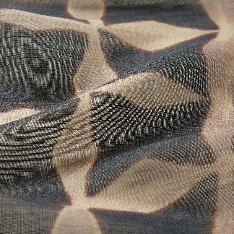 Lehká směs bavlny a lnu vzor kříže – černá/mandlová,  image number 2