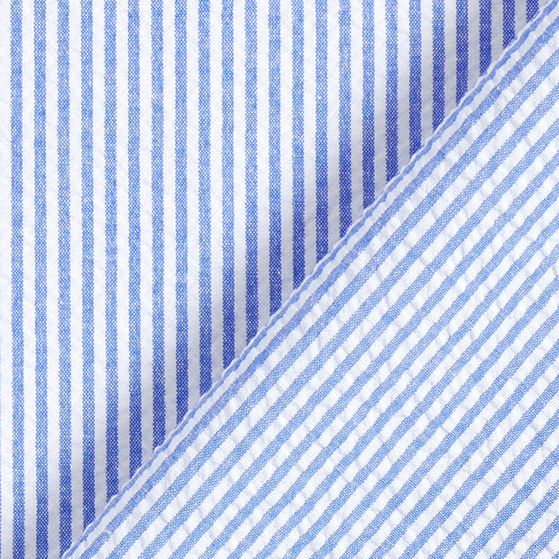 Seersucker bavlněná směs proužkovaná – královská modr/vlněná bílá,  image number 4