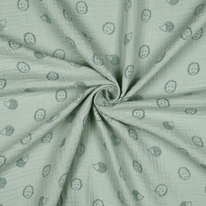 Mušelín / dvojitá mačkaná tkanina Ježek | Poppy Fabrics – světle mátová/tmavě zelená,  image number 3
