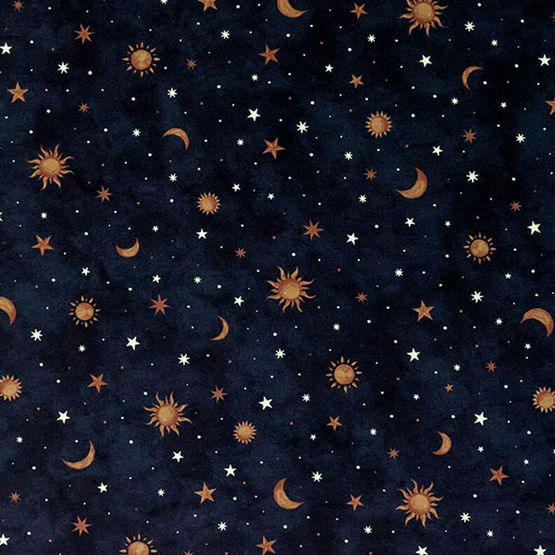 Dekorační látka Noční obloha svítící ve tmě – zlatá/namornicka modr,  image number 13