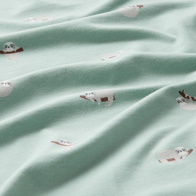 Bavlněný žerzej Lenochodi – světle mátová,  image number 2