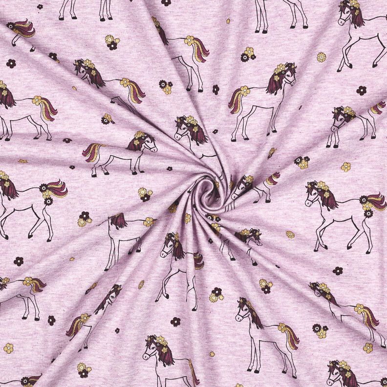 Bavlněný žerzej Třpytivý květinový kůň | Poppy Fabrics – pastelově fialová/zlatá,  image number 3