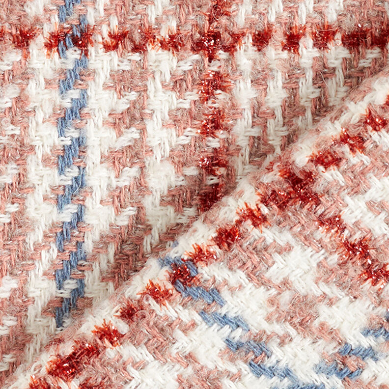 Kabátová tkanina kostky & Houndstooth – bílá/starorůžová,  image number 4