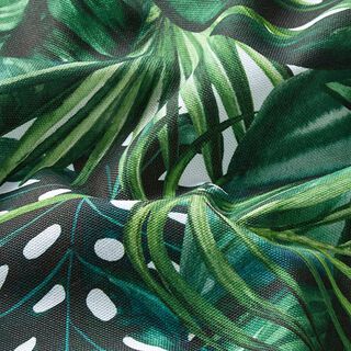 Dekorační látka Polopanama Palmové listy – zelená, 