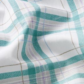 Bavlněná látka kostkovaný tartan – bílá/tyrkysová, 