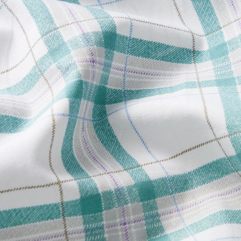 Bavlněná látka kostkovaný tartan – bílá/tyrkysová, image number 2