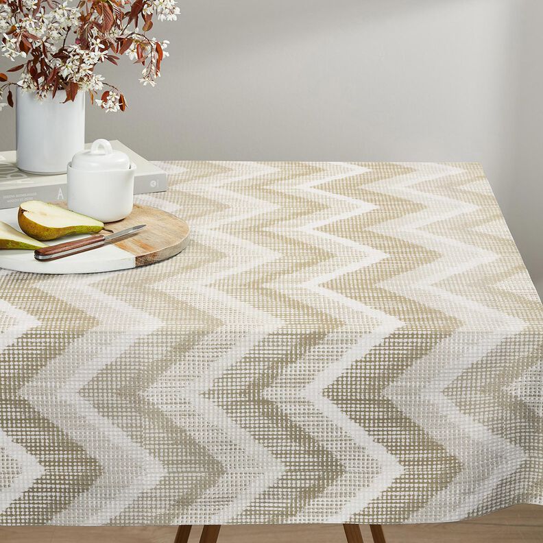 Dekorační látka Polopanama Chevron – přírodni/pískove hnědá, image number 7