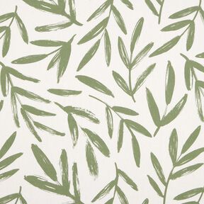 Dekorační látka Polopanama Minimalistické listy – piniová/přírodni, 