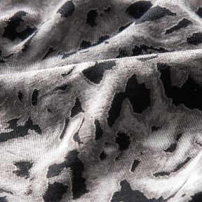 Viskózový žerzej Abstraktní leopardí tisk – stříbrně šedá/černá, 