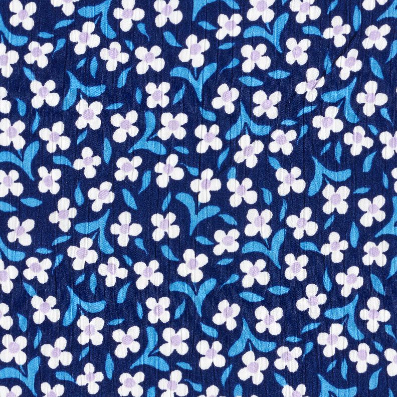 Viskózový krep malé květy – namornicka modr/bílá,  image number 1
