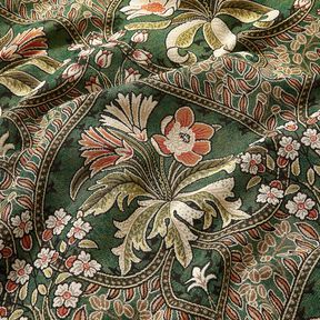 Dekorační látka Gobelín Květinové ornamenty – zelená/světle oranžová, 