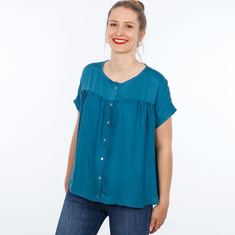 FRAU SUZY – volná halenka s krátkým rukávem a záhybky, Studio Schnittreif | XS - XXL,  image number 8