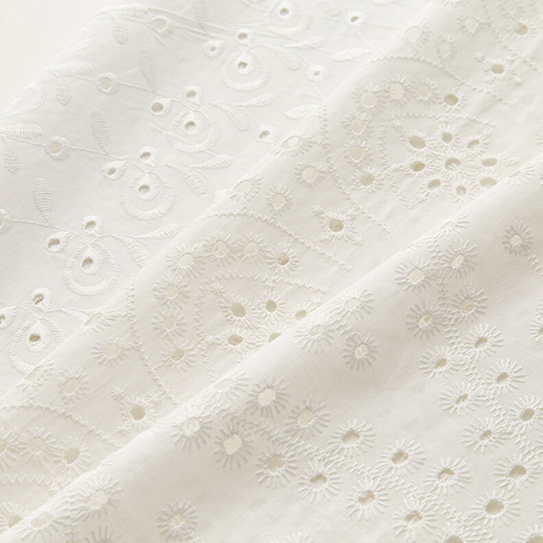 Bavlněná tkanina s vyšitými úponky ve tvaru kapky – bílá,  image number 6