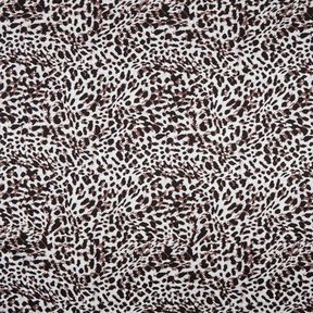 Viskózový žerzej Malý leopardí potisk – čokoládová/stříbrně šedá, 