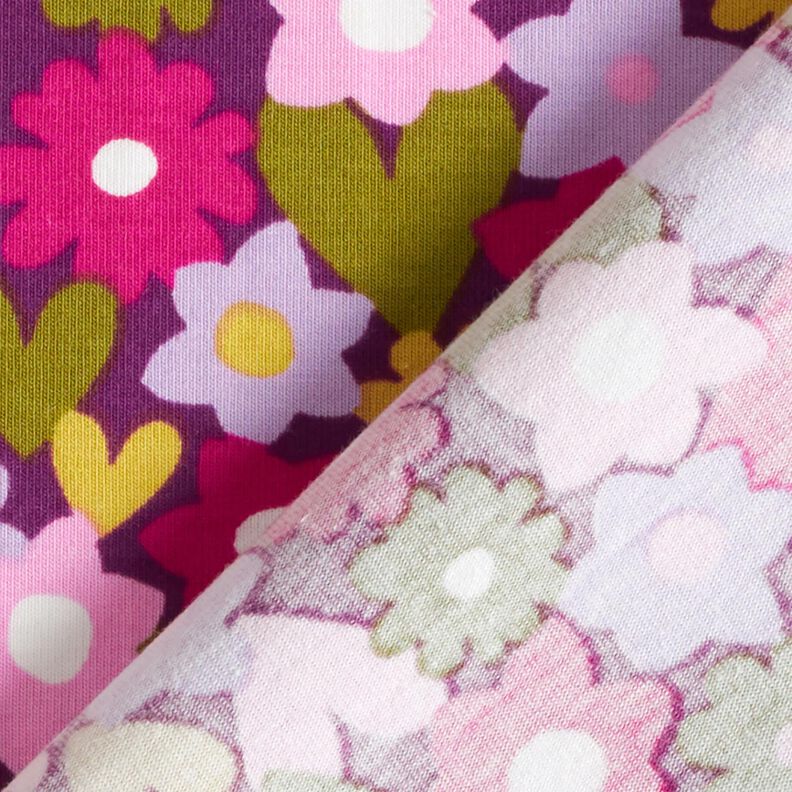 Bavlněný žerzej barevné květiny | Poppy Fabrics – hroznová,  image number 4