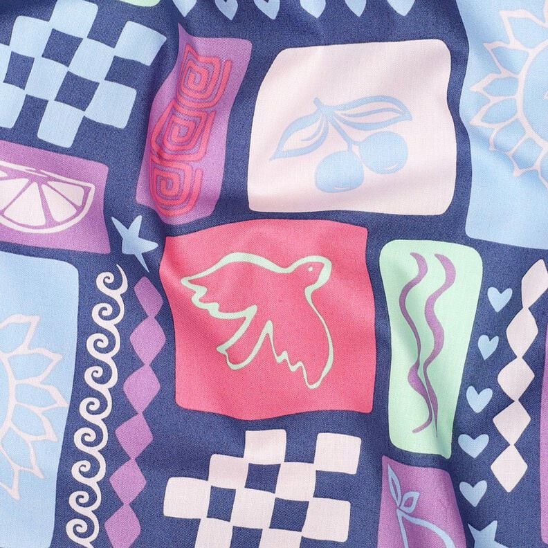 Bavlněný popelín Patchwork | Poppy Fabrics – džínově modrá/pink,  image number 2