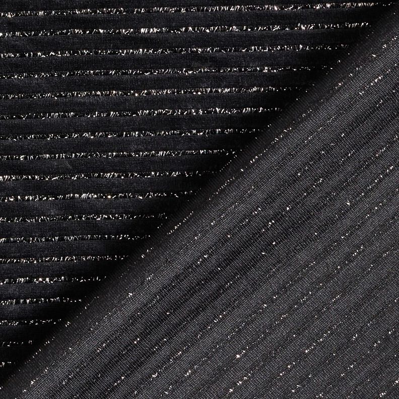 Plyš nicki Třpytivé pruhy – černá/stříbrná metalická, image number 4