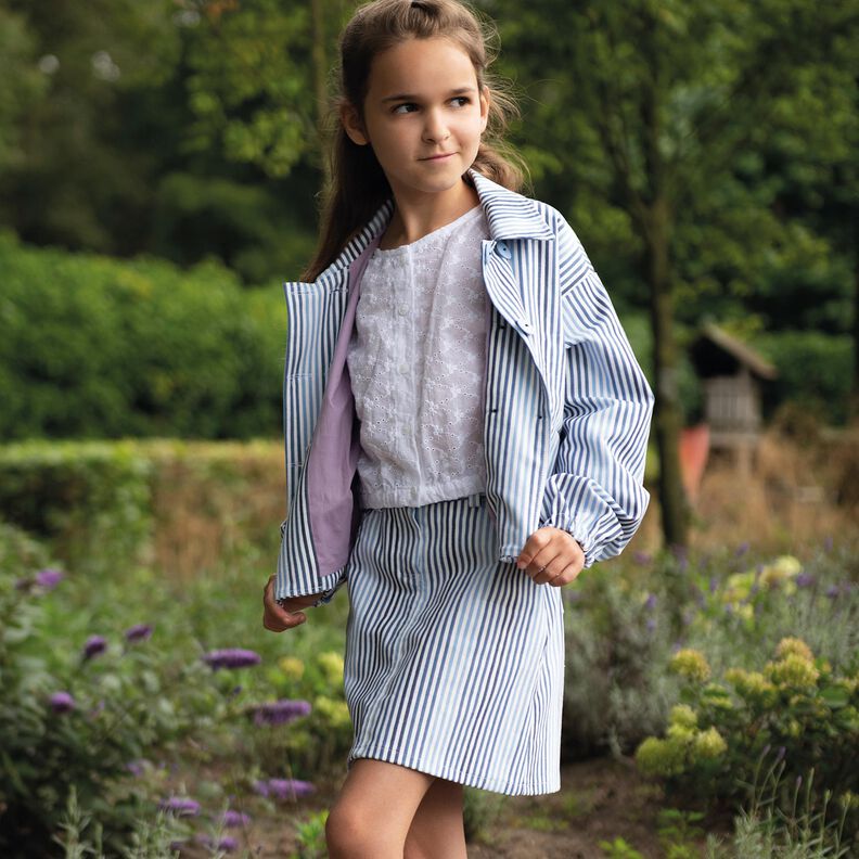 Denim Směs s bavlnou Pruhy | Poppy Fabrics – džínově modrá/vlněná bílá,  image number 5