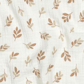 Mušelín / dvojitá mačkaná tkanina Větvičky | Poppy Fabrics – slonová kost/mocca, 
