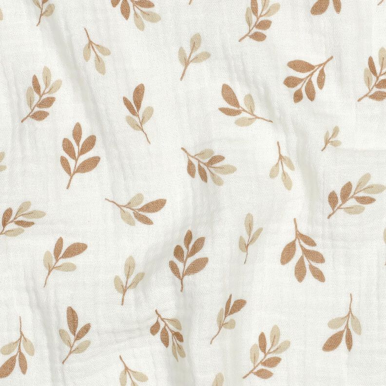 Mušelín / dvojitá mačkaná tkanina Větvičky | Poppy Fabrics – slonová kost/mocca,  image number 2