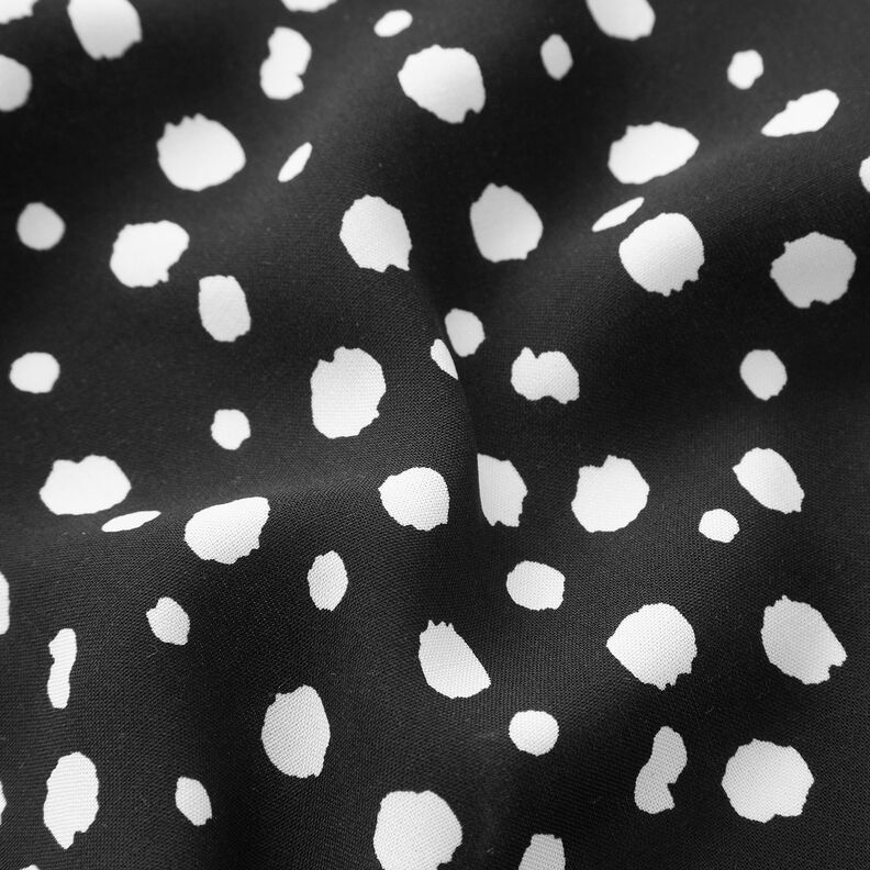 Viskózová látka nepravidelné puntíky – černá/bílá,  image number 2