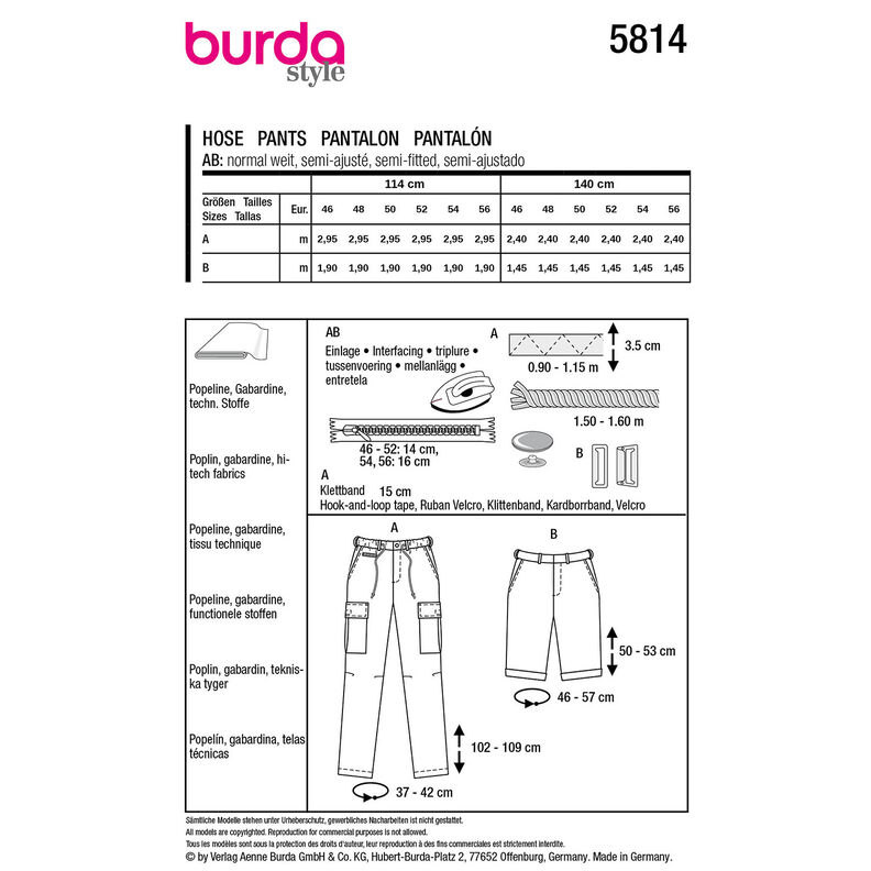 Kalhoty | Burda 5814 | 46-56,  image number 9