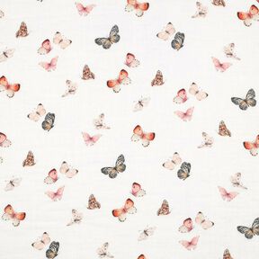Mušelín / dvojitá mačkaná tkanina Krásní motýly digitální potisk | Poppy Fabrics – slonová, 