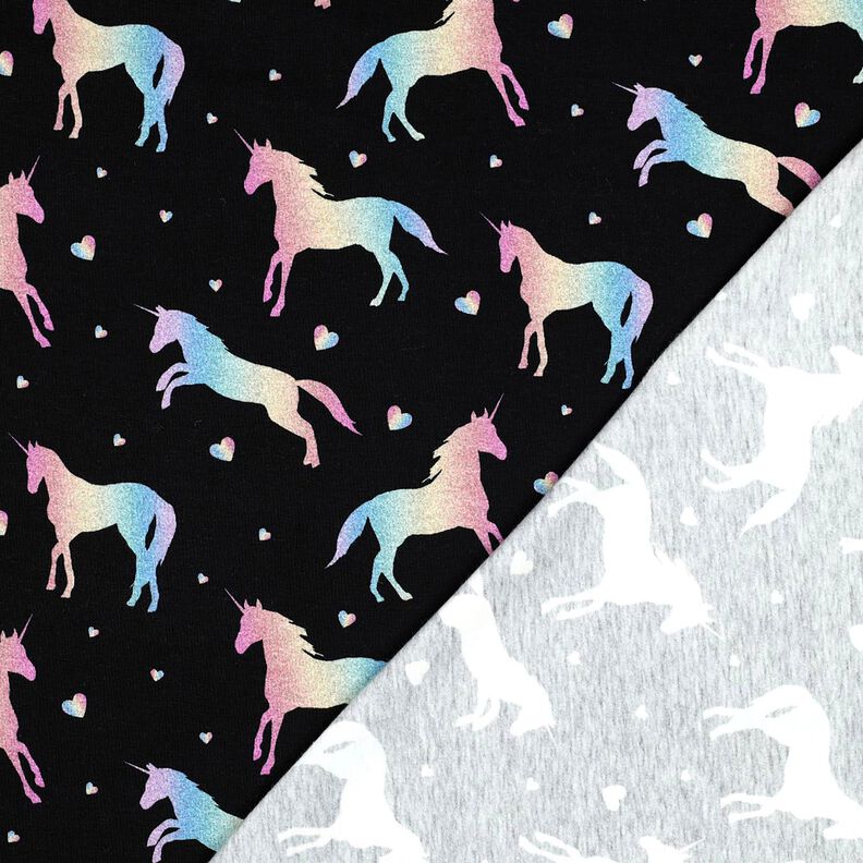 Bavlněný žerzej Duhoví jednorožci digitální potisk | Poppy Fabrics – černá,  image number 4